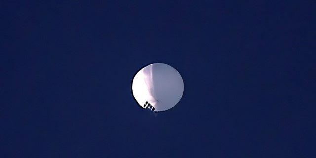 A Chinese surveillance balloon floats over Billings, Mont., on Wednesday, Feb. 1, 2023. 