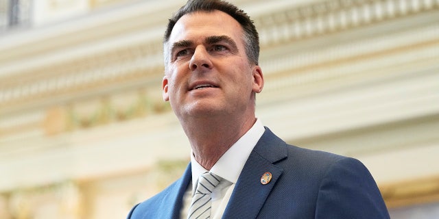 Oklahoma Gov. Kevin Stitt delivered his State of the State address Monday, Feb. 6, 2023, in Oklahoma City. (AP Photo/Sue Ogrocki)