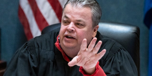 North Las Vegas Justice of the Peace Craig Newman presides over a bail hearing for former actor Nathan Lee Chasing His Horse, also known as Nathan Chasing Horse, at the North Las Vegas City Court on Wednesday, February 8 2023.