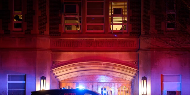 Police investigate the scene of a shooting at Berkey Hall on the campus of Michigan State University, late Monday, Feb. 13, 2023, in East Lansing, Mich. 