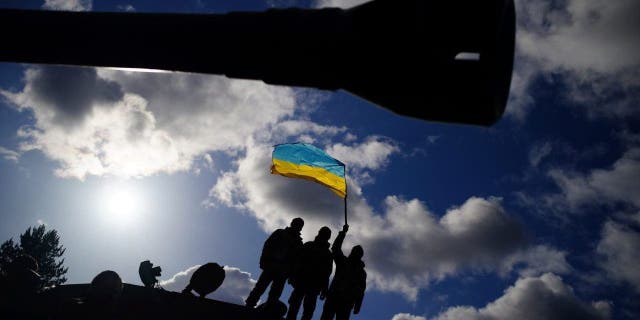 Ukrainian soldiers at Bovington Camp, a British Army military base where they are training on Challenger 2 tanks, in Dorset, England, Feb. 22, 2023.