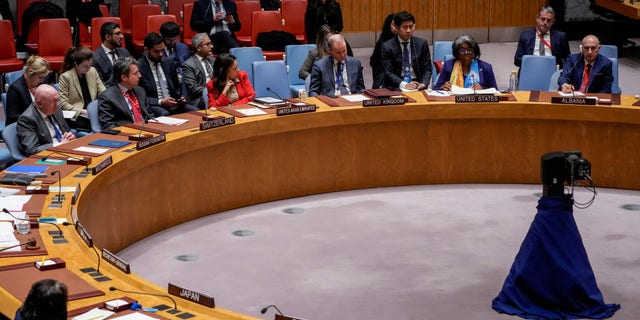 Linda Thomas-Greenfield, Representative of the United States to the United Nations, speaks during a Security Council meeting, Thursday, Feb. 23, 2023, at United Nations headquarters.