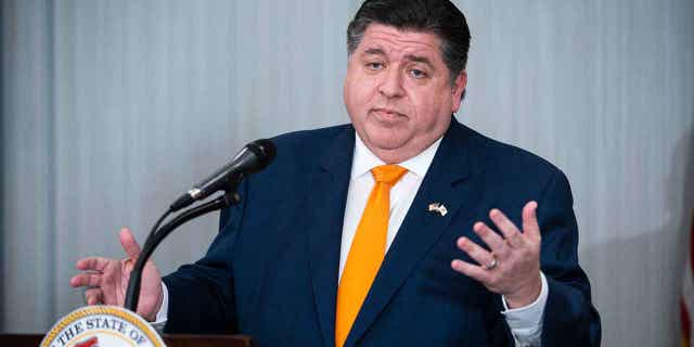 Illinois Gov. J.B. Pritzker answers questions in Chicago on Nov. 9, 2022. Pritzker, on Feb. 24, 2023, plans to outline an expansive attack on mental health crisis among children.