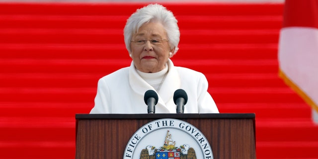 Alabama Gov. Kay Ivey speaks after she is sworn in as the 54th Governor of Alabama during a ceremony on the steps of the Alabama State Capitol, Monday, Jan. 16, 2023 in Montgomery, Alabama.