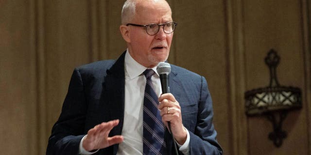 Former Chicago Public Schools CEO Paul Vallas participates in a forum with other Chicago mayoral candidates hosted by the Chicago Women Take Action Alliance.