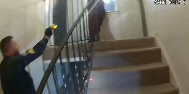 Atlanta Police Department officers are seen deploying Tasers in the direction of George Delmar during the Feb. 11 chase.