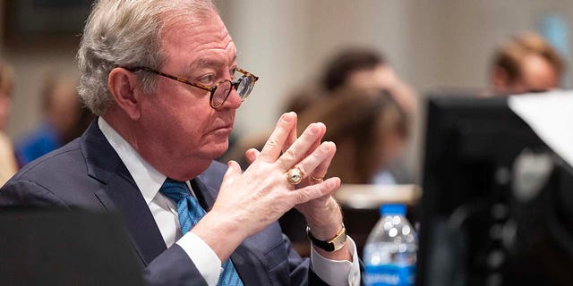 Defense attorney Dick Harpootlian listens during his client Alex Murdaugh’s trial for murder at the Colleton County Courthouse on Tuesday, February 7, 2023. 