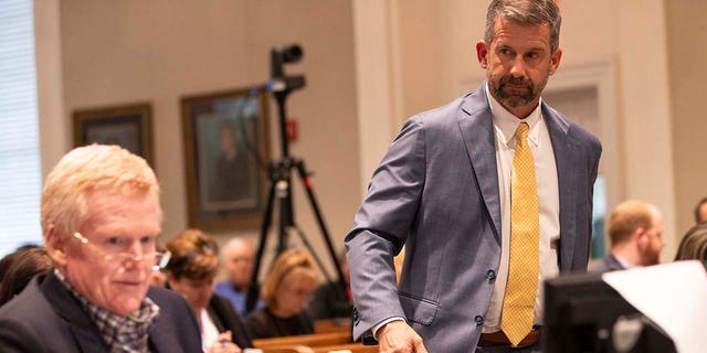 Mark Tinsley takes the stand in Alex Murdaugh’s trial for murder at the Colleton County Courthouse in Walterboro, South Carolina, on Feb. 9, 2023.