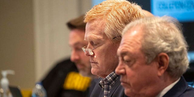 Alex Murdaugh (left) and his attorney Dick Harpootlian listen to Chris Wilson’s testimony in Alex Murdaugh’s trial for murder at the Colleton County Courthouse on Thursday, February 9, 2023. 
