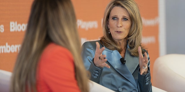 Amy Howe, CEO of FanDuel Inc., speaks during the Bloomberg Power Players Summit in Los Angeles, California, USA, on Friday, February 11, 2022.