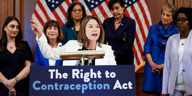 Rep. Angie Craig, D-Minn., speaks during a news conference on the Protecting Access to Contraception Act of 2022 at the U.S. Capitol in Washington, D.C., on July 20, 2022.