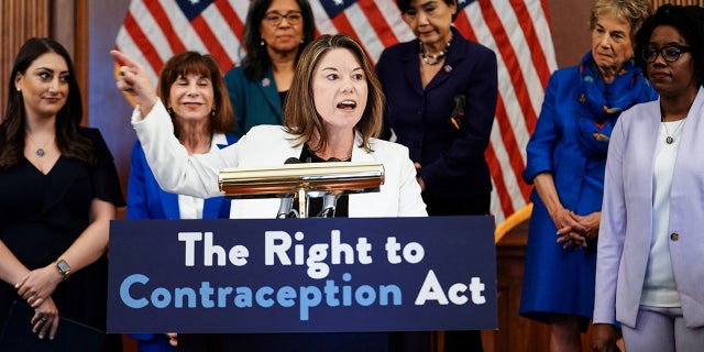 Rep. Angie Craig, D-Minn., speaks during a news conference on the Protecting Access to Contraception Act of 2022 at the U.S. Capitol in Washington, D.C., on July 20, 2022.