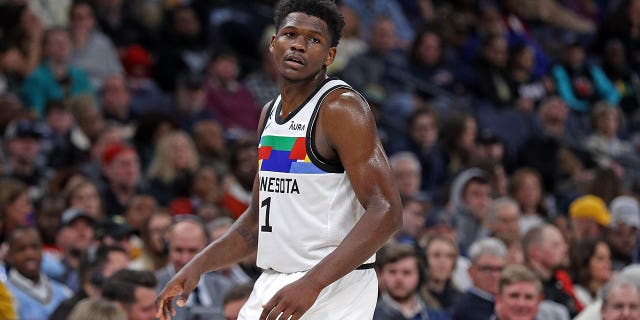 Anthony Edwards of the Minnesota Timberwolves at FedExForum on February 10, 2023 in Memphis, Tennessee.