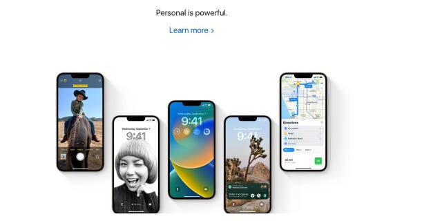 An ad for the iOS 16 software update.