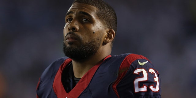 Houston Texans running back Arian Foster, #23, looks on against the San Diego Chargers at Qualcomm Stadium on September 9, 2013 in San Diego.