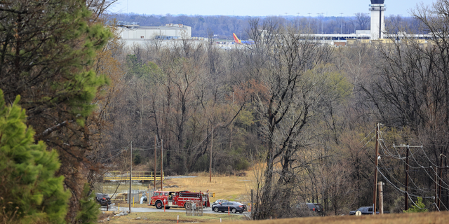 The crash happened Wednesday after the small plane took off from the Bill and Hillary Clinton National Airport in Little Rock, Arkansas, which can be seen in the distance.