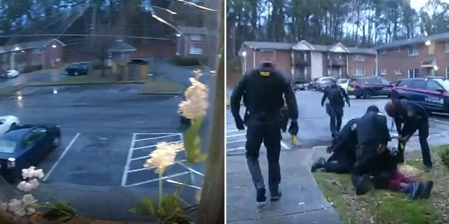 After leaping out of the window, George Delmar was shown being taken into custody.