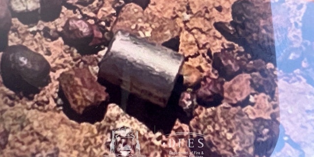 A view shows a radioactive capsule lying on the ground, near Newman, Australia, Feb. 1, 2023.