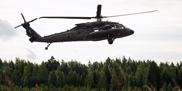 A Sikorsky UH-60 Black Hawk helicopter from US army aviation, 12th Combat Aviation Brigade.