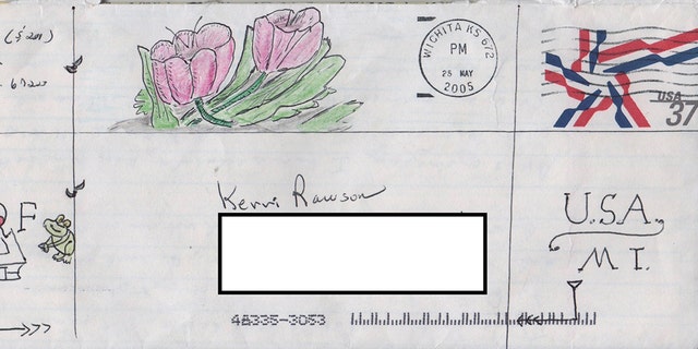 Hand-drawn envelopes sent from Dennis Rader to his daughter after his arrest in 2005.