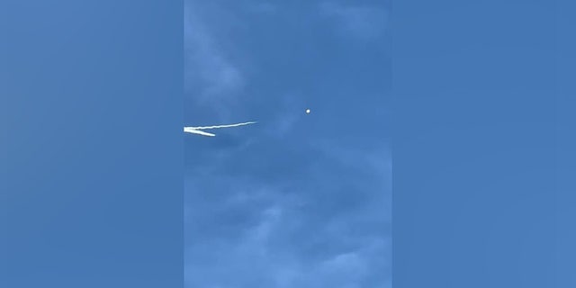Photos taken in Aynor, SC of the Chinese spy balloon being shot down.