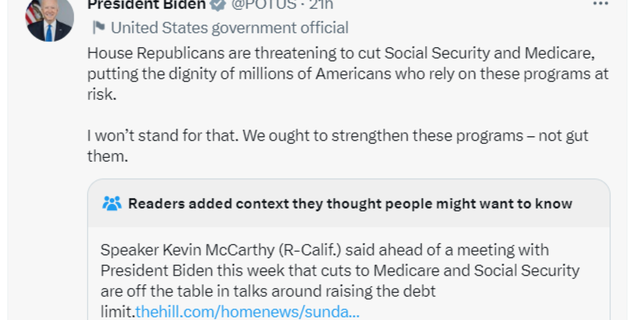 A tweet from President Biden was fact-checked by Twitter users.
