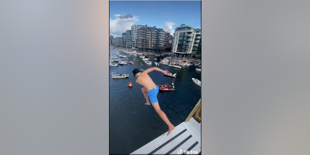 A young man begins a "death dive" in this viral video on TikTok.