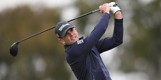 Brendan Steele of the United States plays his shot from the second tee during the final round of the Farmers Insurance Open on the South Course of Torrey Pines Golf Course on January 28, 2023, in La Jolla, California.