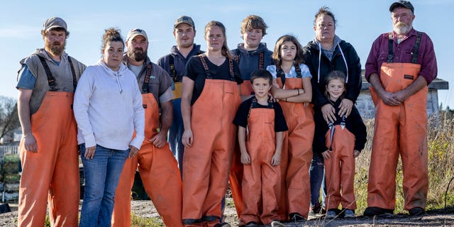 The Bridges family — which includes fourth, fifth and sixth generation lobstermen — from Corea, Maine, is pictured. Bryan Bridges says if he can't sell lobster, it will cause "extreme hardship" for his family.