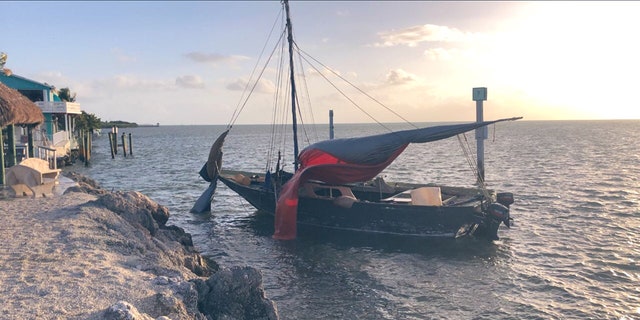 Officials shared the above photo of the vessel after encountering the 114 Haitian migrants in the Florida Keys. 