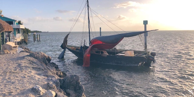 Officials shared the above photo of the vessel after encountering the 114 Haitian migrants in the Florida Keys.