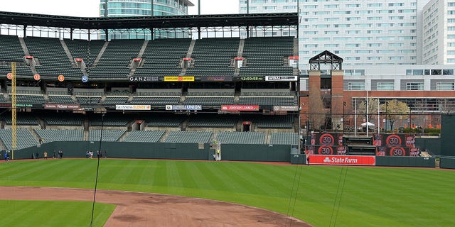 An April 6, 2022 view from the right field lobby at Camden Yards in Baltimore.
