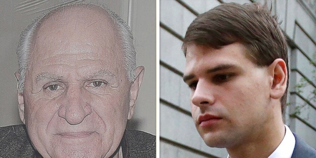 John Chakalos, left, served with distinction in the U.S. Army during World War II and later built a real estate empire in New England. His grandson, Nathan Carman, right, is accused of killing him in 2013 to claim an inheritance and then killing his mother as part of an alleged insurance scam.