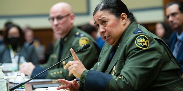 Customs and Border Protection Chief Patrol Agents Gloria Chavez and John Modlin testify before the House Committee on Oversight and Accountability on Tuesday, Feb. 7, 2023, in Washington.