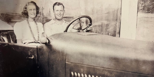 Claude and Marie Smythe are photographed while sitting in a vehicle. The couple's newly discovered love letters became the focus of a great deal of attention.