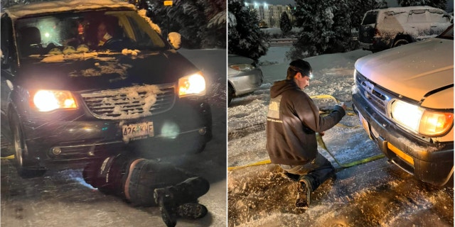 Jon Gilbert worked all night until 6 a.m. the next day to help drivers stuck on an icy road.