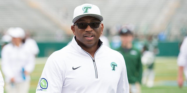 Head coach Curtis Johnson of the Tulane Greenwave at Yulman Stadium on October 3, 2015, in New Orleans, Louisiana. 