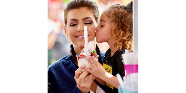 Florida First Lady Casey DeSantis and daughter, Mamie, at the Florida state fair in Tampa on February 9, 2023.