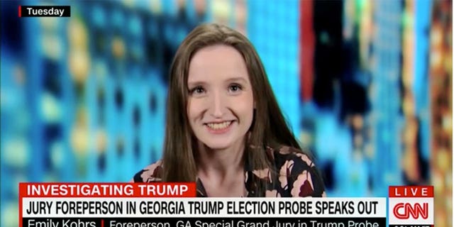 Emily Kohrs, the foreperson on Georgia's special grand jury investigating former President Donald Trump, has baffled onlookers with laughing and bizarre behavior during a media blitz. 