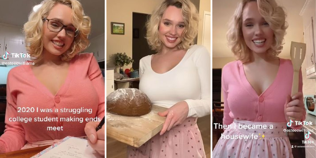 Estee Williams, 25, of Virginia posts a comedic lip-sync skit on TikTok using the theme song from Disney Jr.’s "Sofia the First" TV show to allude to the princess-like transition she made from college student to housewife.