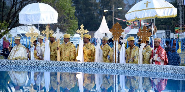 Ethiopian Christians celebrate Timkat, or Epiphany, a colorful festival celebrated across Ethiopia to commemorate the baptism of Jesus Christ by John the Baptist in the Jordan River, Addis Ababa, Ethiopia on January 19, 2023.