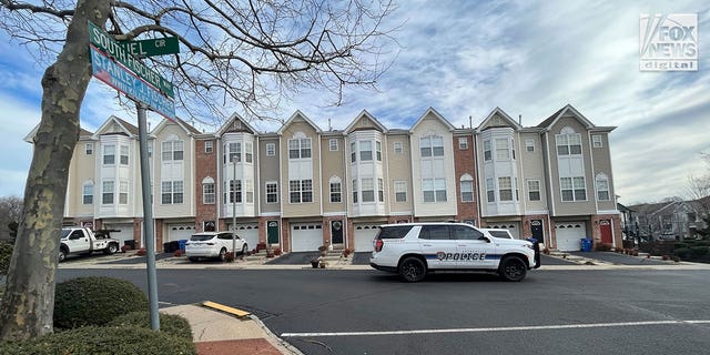Sayreville, New Jersey Councilwoman Eunice Dwumfour was shot outside her home Wednesday, Feb. 1, 2023. Image shows police cars stationed in apartment complex. 