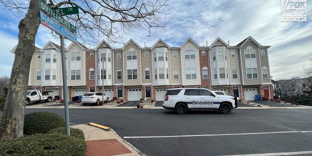 Sayreville, New Jersey Councilwoman Eunice Dwumfour was shot outside her home Wednesday, Feb. 1, 2023. Image shows police cars stationed in apartment complex. 