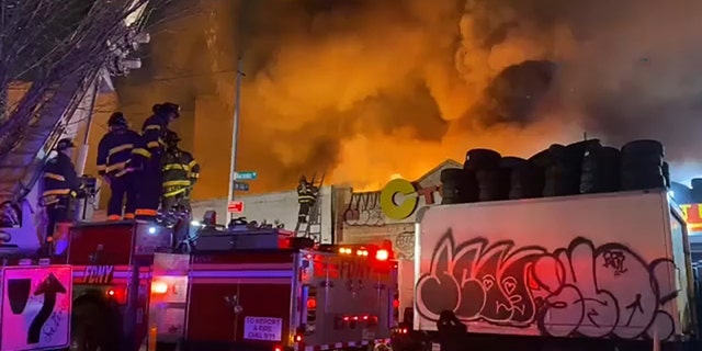 A huge plume of smoke rose over a supermarket in the Bronx on Feb. 9, 2023.