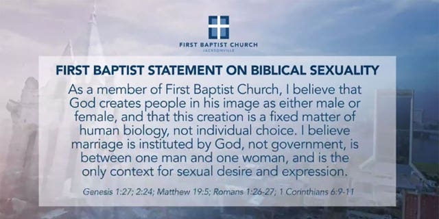 The First Baptist Church of Jacksonville's statement on biblical sexuality.