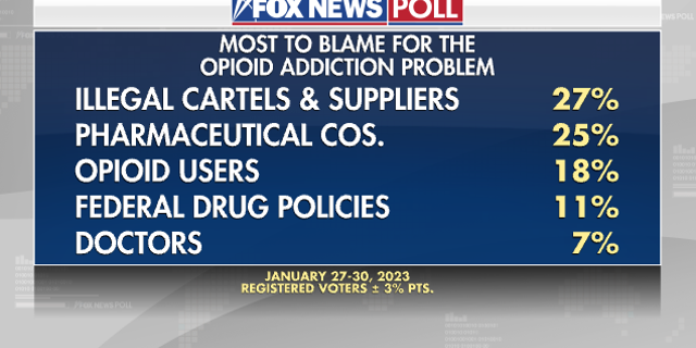 Fox News Poll on who is to blame for opioid epidemic.