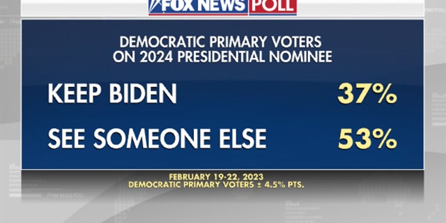 Fox News poll indicates whether Democratic primary voters want Joe Biden as the 2024 presidential nominee or someone else. 