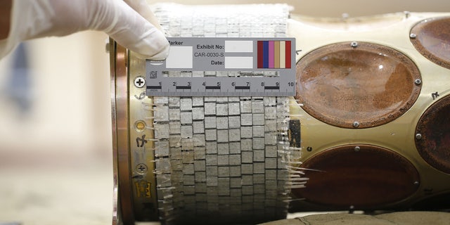 Fragmentation matrix in the forward section of the warhead found during a search by Conflict Armament Research on Thursday.