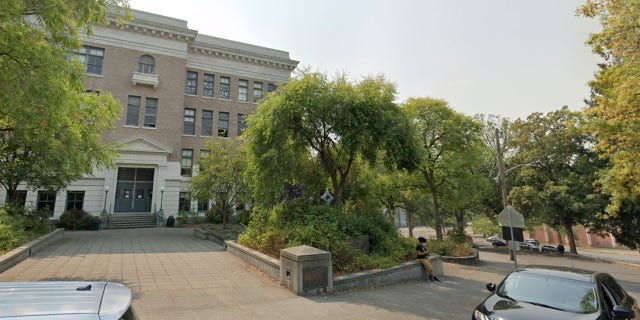 An exterior view of Franklin High School. 