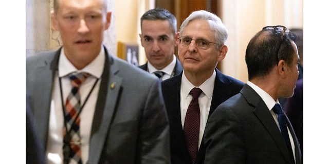 Attorney General Merrick Garland departs after the State of the Union address by President Joe Biden in the U.S. Capitol on February 7, 2023 in Washington, DC.